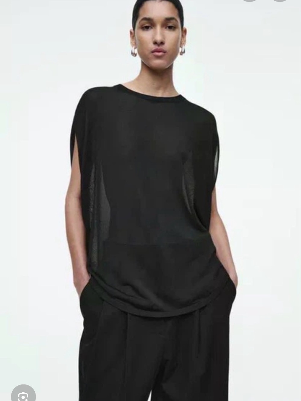COS Knitted Circle-Cut T-Shirt Black Size XS